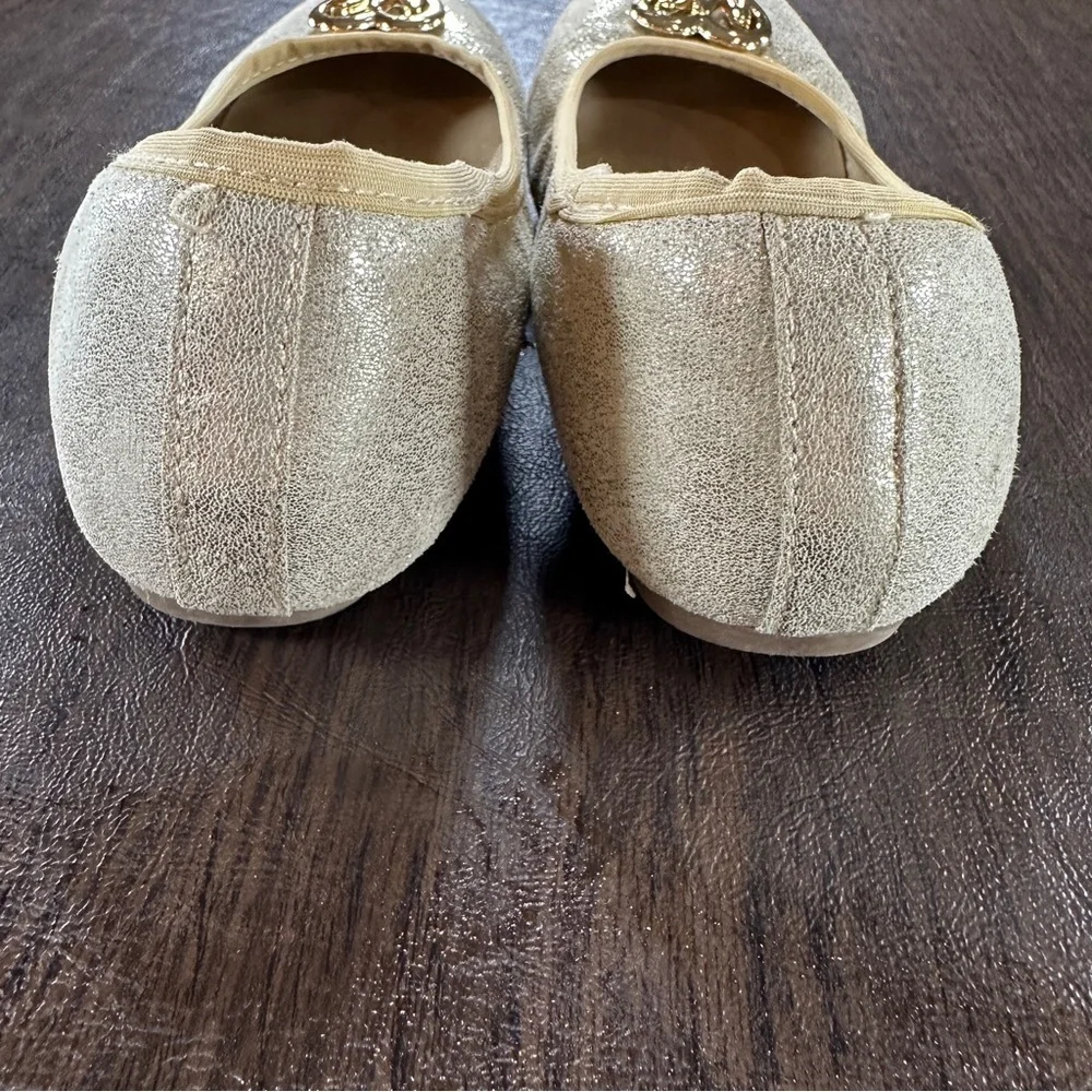 Michael Kors Faye Nollie Gold Heart Accent Flats Girls Sz 1